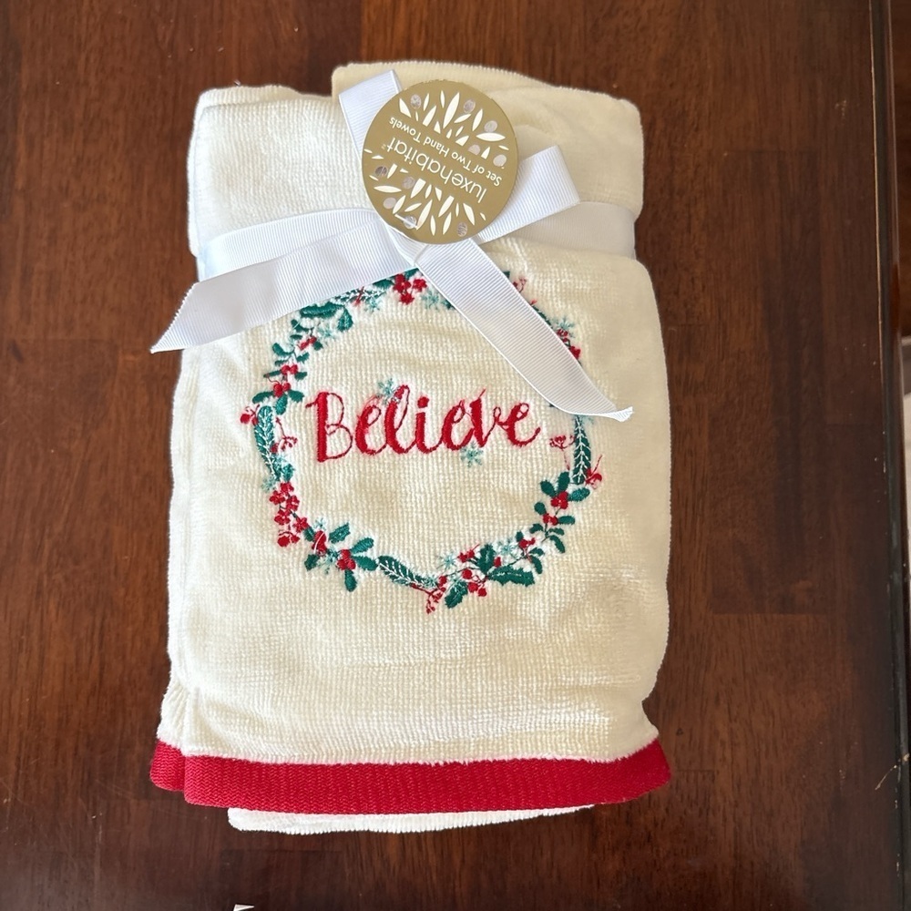 Set of Two Soft and cozy Christmas Hand Towels